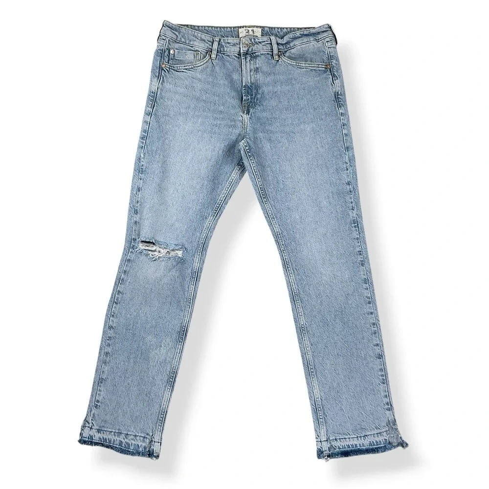 Free People We The Free Jeans Women 31 (34x29.5) Blue Slim Boyfriend OB1184986
